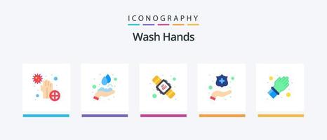 lavare mani piatto 5 icona imballare Compreso mano. lavaggio. lavaggio. mani. lavaggio. creativo icone design vettore