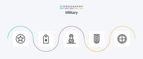 militare linea 5 icona imballare Compreso a strisce. militare. stella. insegne. tubo vettore