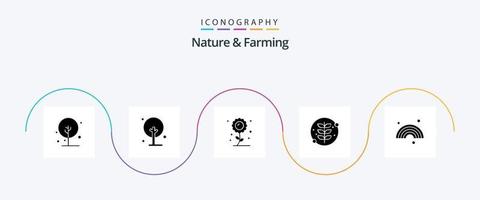 natura e agricoltura glifo 5 icona imballare Compreso previsione. pianta. agricoltura. natura. crescere vettore