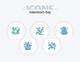 san valentino giorno blu icona imballare 5 icona design. barattolo. amore. cuore. piace. consegna vettore