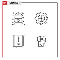4 creativo icone moderno segni e simboli di infanzia libro asilo scuola finanza religione modificabile vettore design elementi