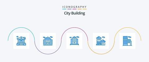 città edificio blu 5 icona imballare Compreso . vero. costruzione. proprietà. ufficio vettore