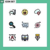 azione vettore icona imballare di 9 linea segni e simboli per curvo Posta in arrivo perno e-mail ricerca modificabile vettore design elementi