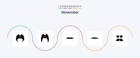 Movember glifo 5 icona imballare Compreso . occhiali. vettore