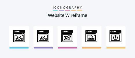 sito web wireframe linea 5 icona imballare Compreso pagina. Internet. pagina. Banca dati. file. creativo icone design vettore