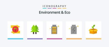 ambiente e eco piatto 5 icona imballare Compreso ambiente. ecologia. allegro. eco. ambiente. creativo icone design vettore
