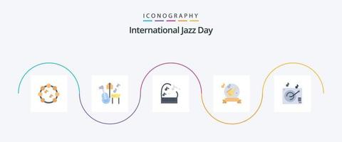 internazionale jazz giorno piatto 5 icona imballare Compreso . grammofono. pianoforte. Audio. giocare vettore