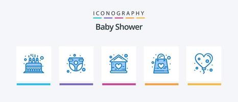 bambino doccia blu 5 icona imballare Compreso regalo. bambino. infanzia. Casa. Bambola. creativo icone design vettore