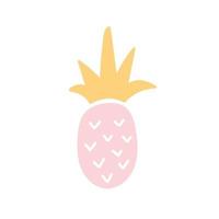 carino creativo rosa doodle ananas. scandinavo elegante stampabile con frutta disegnata a mano. illustrazione vettoriale isolato