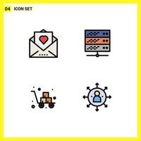 4 creativo icone moderno segni e simboli di cuore scatola posta Rete server consegna modificabile vettore design elementi