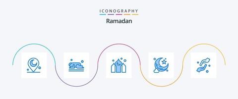 Ramadan blu 5 icona imballare Compreso mani. cura. architettura. stella. Luna vettore