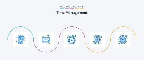 tempo gestione blu 5 icona imballare Compreso volta. orologio. volta. cerchio. orologio vettore