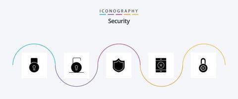 sicurezza glifo 5 icona imballare Compreso . smartphone. vettore