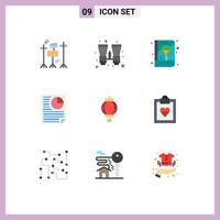 piatto colore imballare di 9 universale simboli di Cina rapporto marca identità pagina dati modificabile vettore design elementi