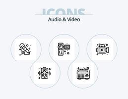 Audio e video linea icona imballare 5 icona design. . bobina. registratore. film bobina. video vettore