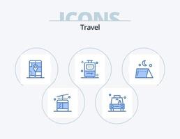 viaggio blu icona imballare 5 icona design. tenda. campeggio. app. vacanza. Borsa vettore