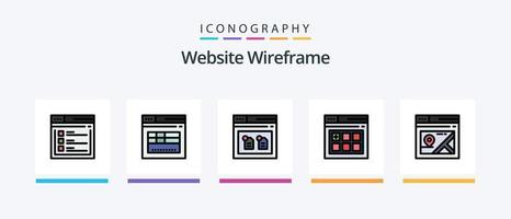 sito web wireframe linea pieno 5 icona imballare Compreso ragnatela pagina. ragnatela. Link veloci. Condividere. ragnatela. creativo icone design vettore