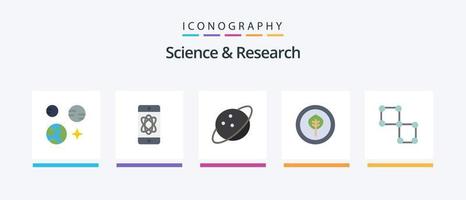 scienza piatto 5 icona imballare Compreso spazio. connessione. pianeta. legato. biologico. creativo icone design vettore