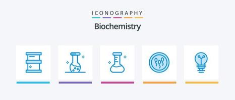 biochimica blu 5 icona imballare Compreso laboratorio. processi. chimico. laboratorio. biologia. creativo icone design vettore