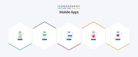 mobile applicazioni 25 piatto icona imballare Compreso foto. mobile. messaggero. telecamera. Telefono vettore