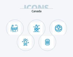 Canada blu icona imballare 5 icona design. foglia. foglia. fiume. acqua pentola. bollitore vettore