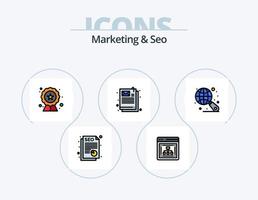 marketing e SEO linea pieno icona imballare 5 icona design. . e-mail. retina. documento. SEO vettore