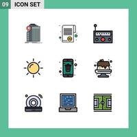 9 creativo icone moderno segni e simboli di App sole imposta giorno musica modificabile vettore design elementi
