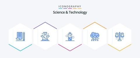 scienza e tecnologia 25 blu icona imballare Compreso nube Conservazione. nube backup. scienza. termico energia. radioattività vettore