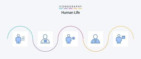 umano blu 5 icona imballare Compreso prenotato. avatar. riproduzione. umano. elettricità vettore