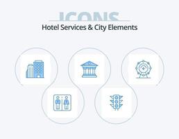 Hotel Servizi e città elementi blu icona imballare 5 icona design. Wifi. servizio. Hotel. i soldi . banca vettore