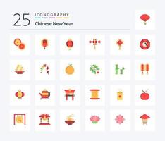 Cinese nuovo anno 25 piatto colore icona imballare Compreso nodo cinese. anno. lanterna. nuovo. Cina vettore