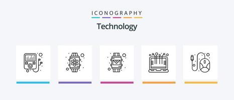 tecnologia linea 5 icona imballare Compreso erba. elettricità. cavo. ecologico. microfono. creativo icone design vettore