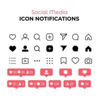 notofication dell'icona dei social media vettore