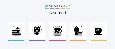 veloce cibo glifo 5 icona imballare Compreso . veloce cibo. cibo. tè. frappé. creativo icone design vettore