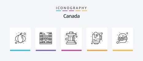 Canada linea 5 icona imballare Compreso invito. notre. nevoso. dama. fumettoso. creativo icone design vettore