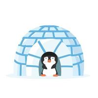 animale pinguino nell'igloo vettore