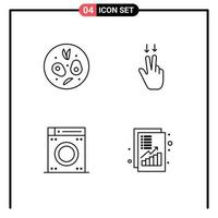 azione vettore icona imballare di 4 linea segni e simboli per insalata analisi dita lavaggio aumentare modificabile vettore design elementi