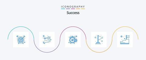 Successo blu 5 icona imballare Compreso salita. vincente. cronometro. finire. bandiera vettore