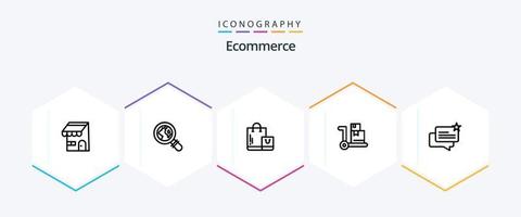 e-commerce 25 linea icona imballare Compreso negozio. e-commerce. e-commerce. Chiacchierare. e-commerce vettore