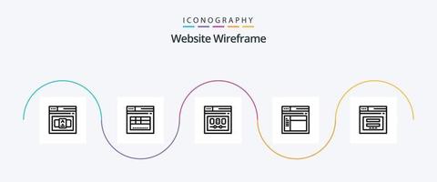 sito web wireframe linea 5 icona imballare Compreso pagina. ragnatela. browser. pagina. pagina web vettore