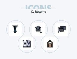 CV curriculum vitae linea pieno icona imballare 5 icona design. imparare. libro . Perdere. alto scuola vettore