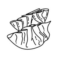 icona di utsunomiya gyoza. Doodle disegnato a mano o icona stile contorno vettore