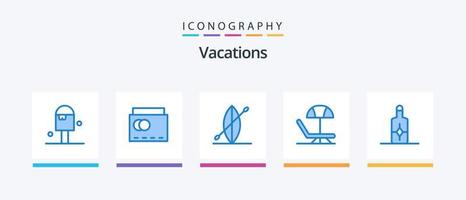 vacanze blu 5 icona imballare Compreso . crema. spiaggia. spiaggia. estate. creativo icone design vettore