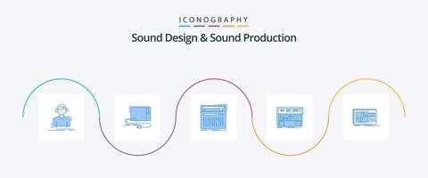 suono design e suono produzione blu 5 icona imballare Compreso modulo. Audio. interfaccia. suono. midi vettore