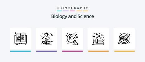 biologia linea 5 icona imballare Compreso idrogeno. acqua. pianta. far cadere. virus. creativo icone design vettore