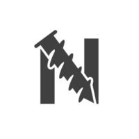 lettera n vite logo modello per costruzione ferramenta simbolo design vettore
