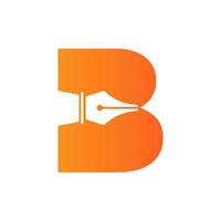 iniziale lettera B penna pennino icona per formazione scolastica logo e legge simbolo vettore modello basato alfabeto