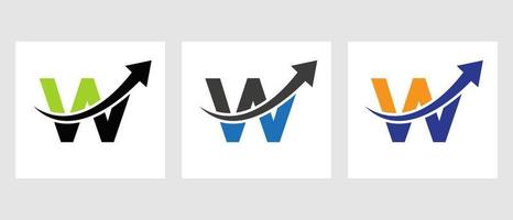 lettera w finanza logo concetto con crescita freccia simbolo vettore