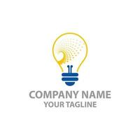 moderno Tech lampadina logo design concetto, idea pixel logo modello vettore