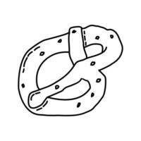 icona di pretzel. Doodle disegnato a mano o icona stile contorno vettore